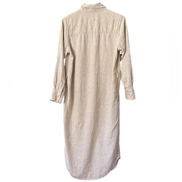 Abercrombie & Fitch Linen Blend Cream Long Sleeve Shirt Dress (Belt Missing) XS - Picture 2 of 12